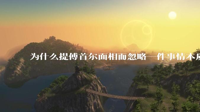 为什么提傅首尔面相而忽略一件事情本质呢？